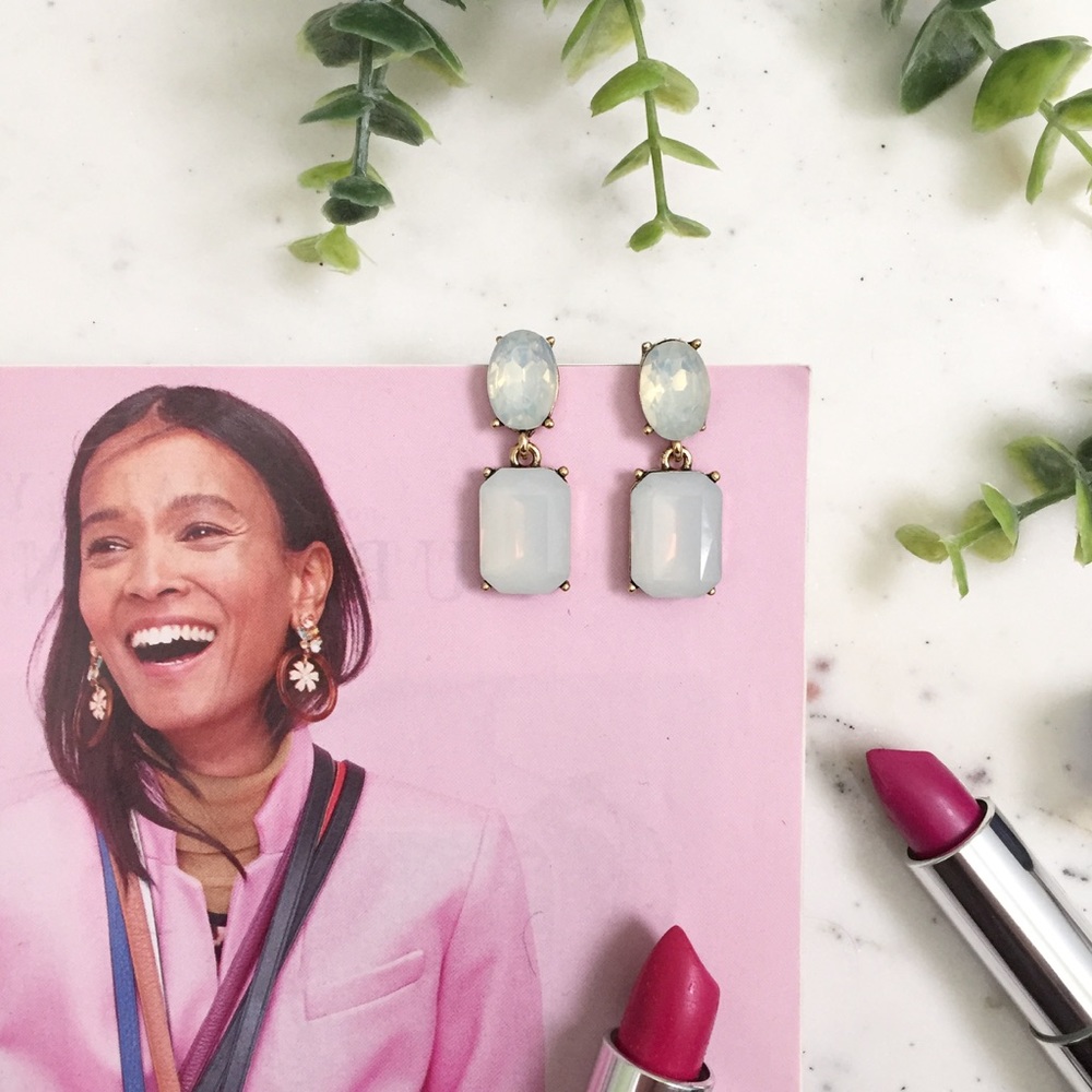 "Elora" Earrings || White Crystal Statement - Picture 4 of 9